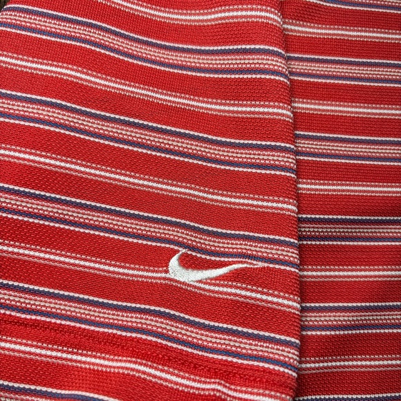 Nike Golf Fit Dry Golf Short Polo Orange Striped Shirt - Picture 7 of 7